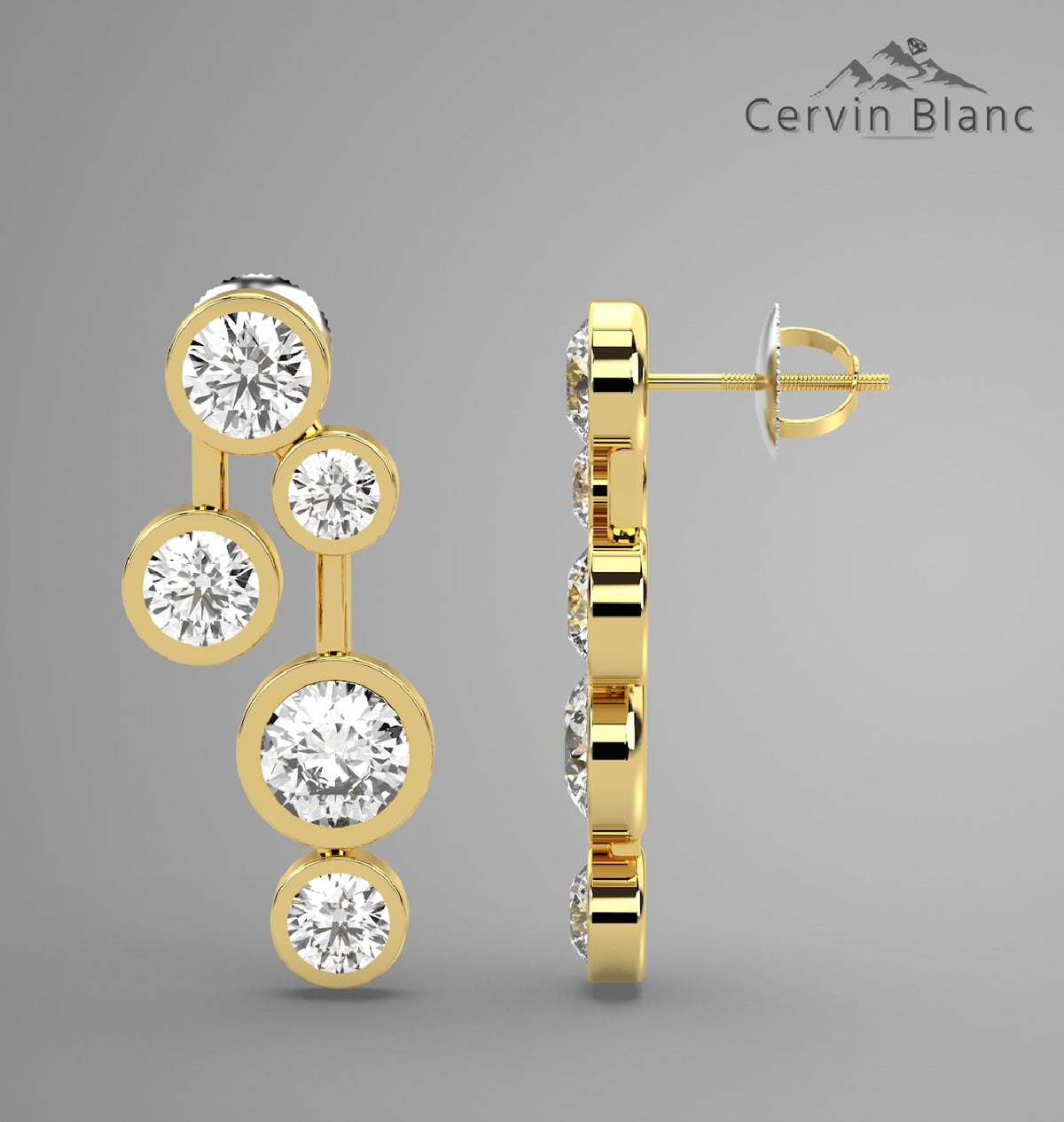 1.50ct Diamond Bubble Earrings Yellow Gold