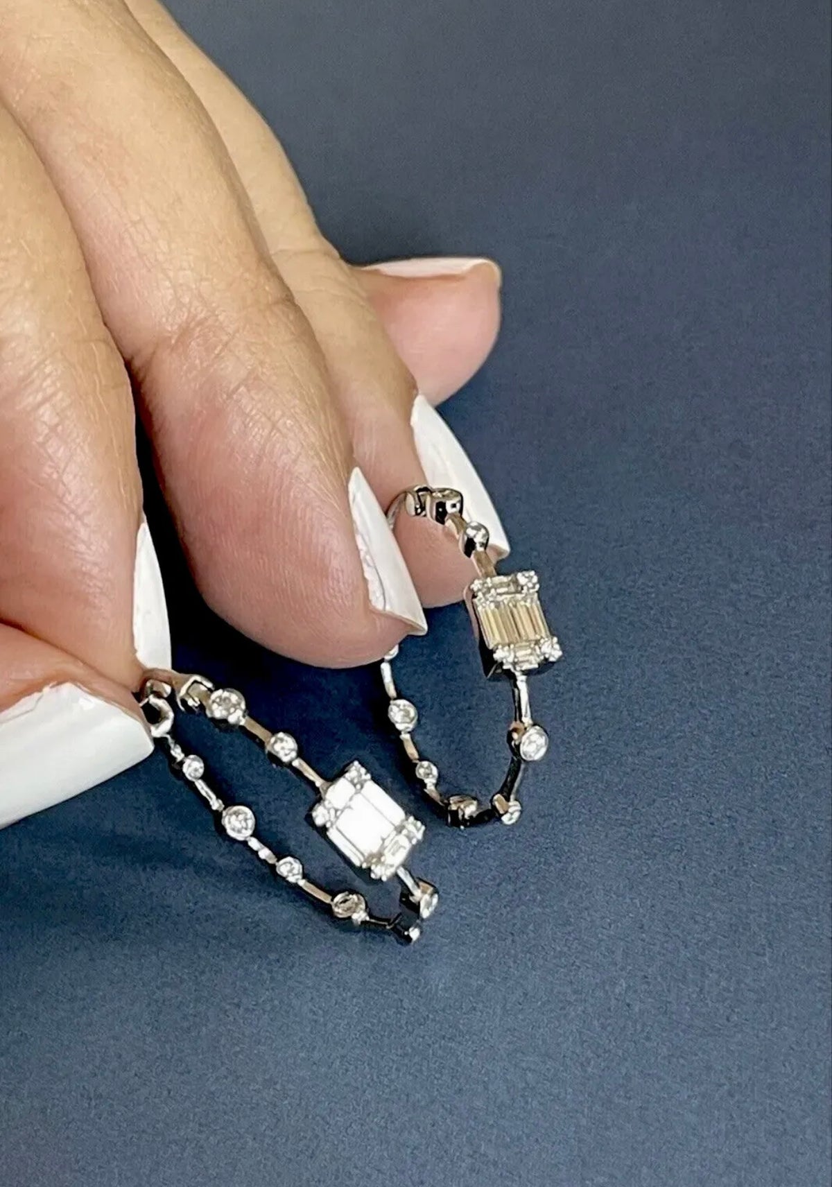 Inside Out Diamond Hoops White Gold