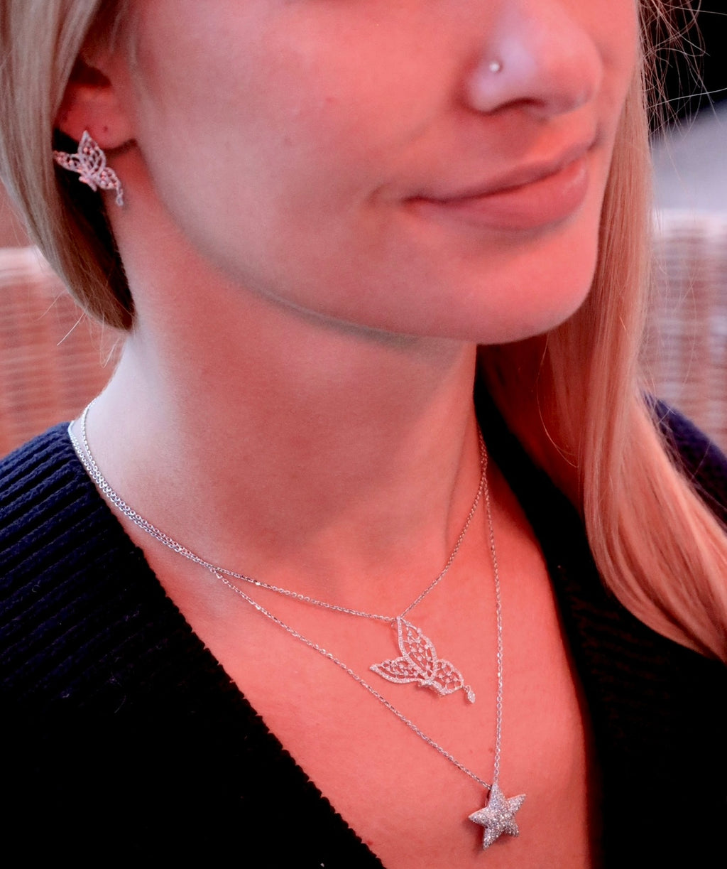 Boucles d'oreilles papillon en diamant de 0,50 ct