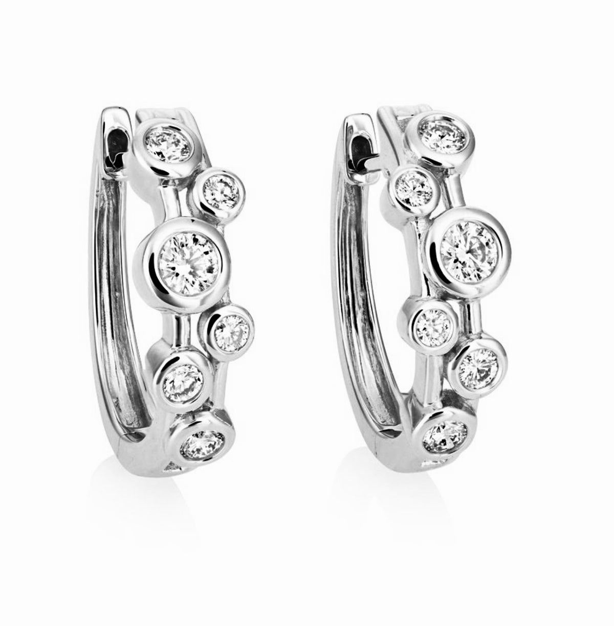 0.50ct Diamond Bubble Hoop Earrings White Gold