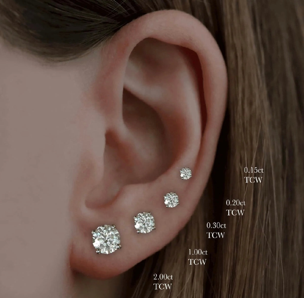 Hidden halo diamond studs in 18ct gold