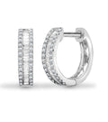 Boucles d'oreilles créoles en or blanc 18 carats serties de diamants ronds et baguettes de 0,40 carat