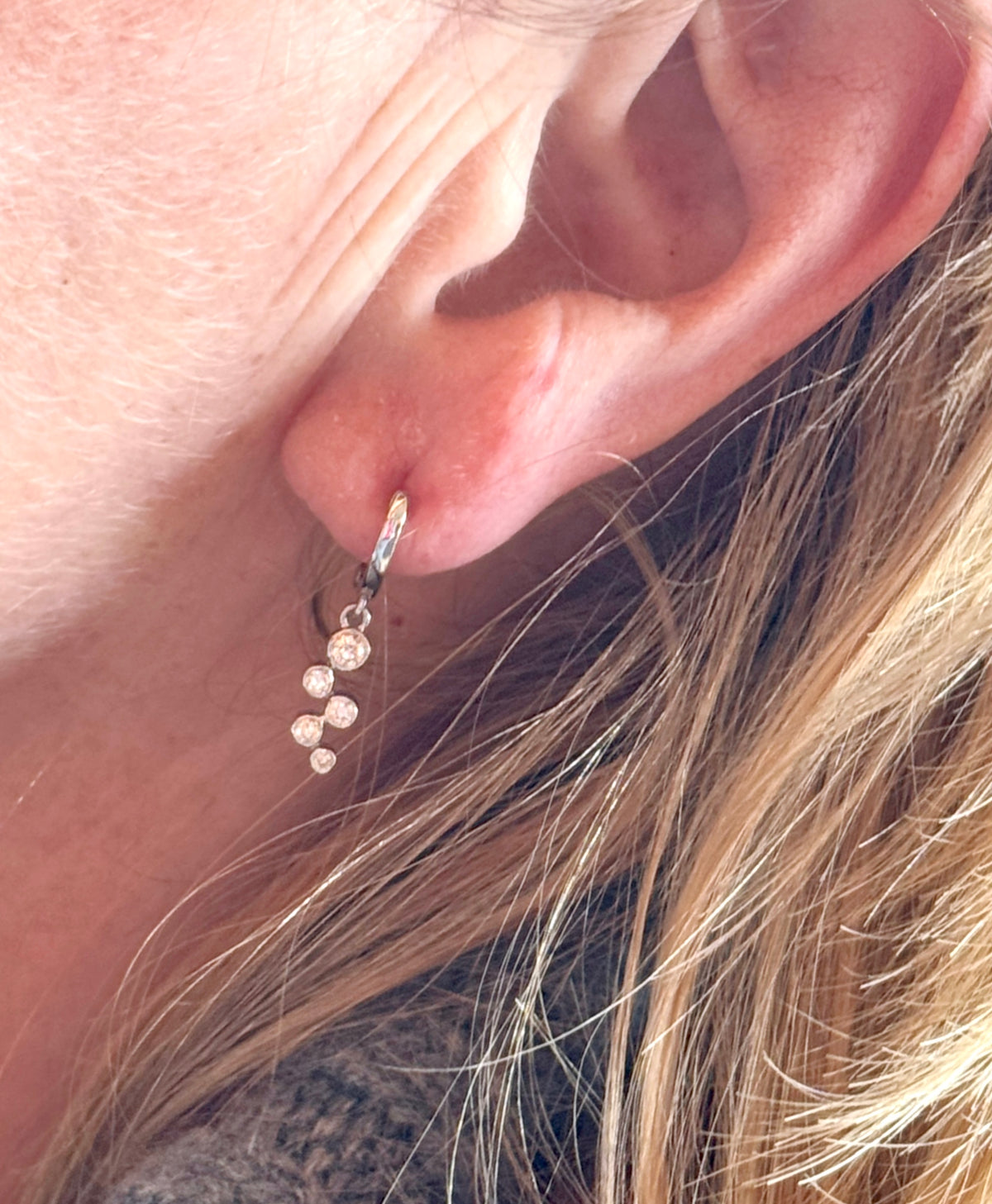 Bubble Diamond Hoop Earrings White Gold