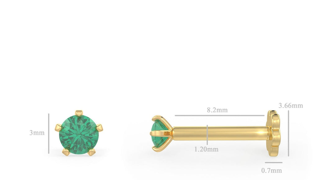  Piercing al naso con smeraldo verde intenso | Oro rosa 18 carati