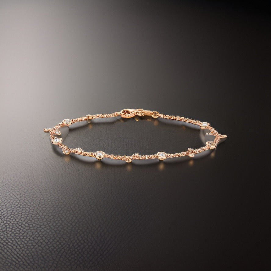 Sparkling diamond charms station chain