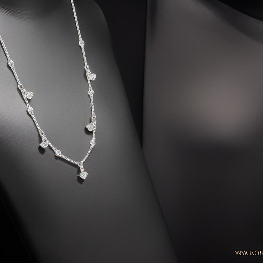 Collier avec pendentif cœur en diamant en or blanc 18 carats, demi-carat
