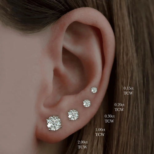 0.80ct Solitaire Diamond Hidden Halo Earrings 18ct Yellow Gold