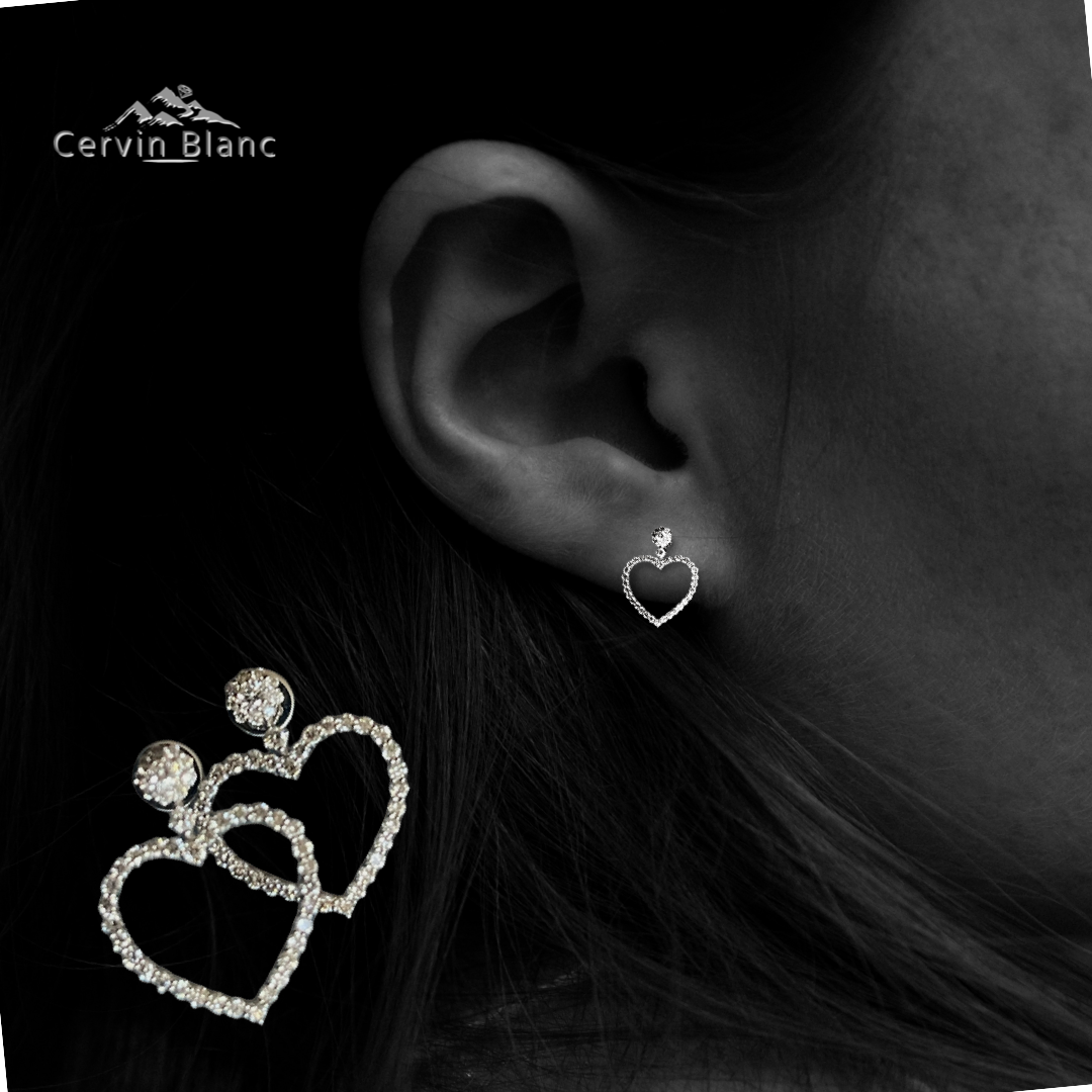 0.85ct Twin Heart Earrings White Gold