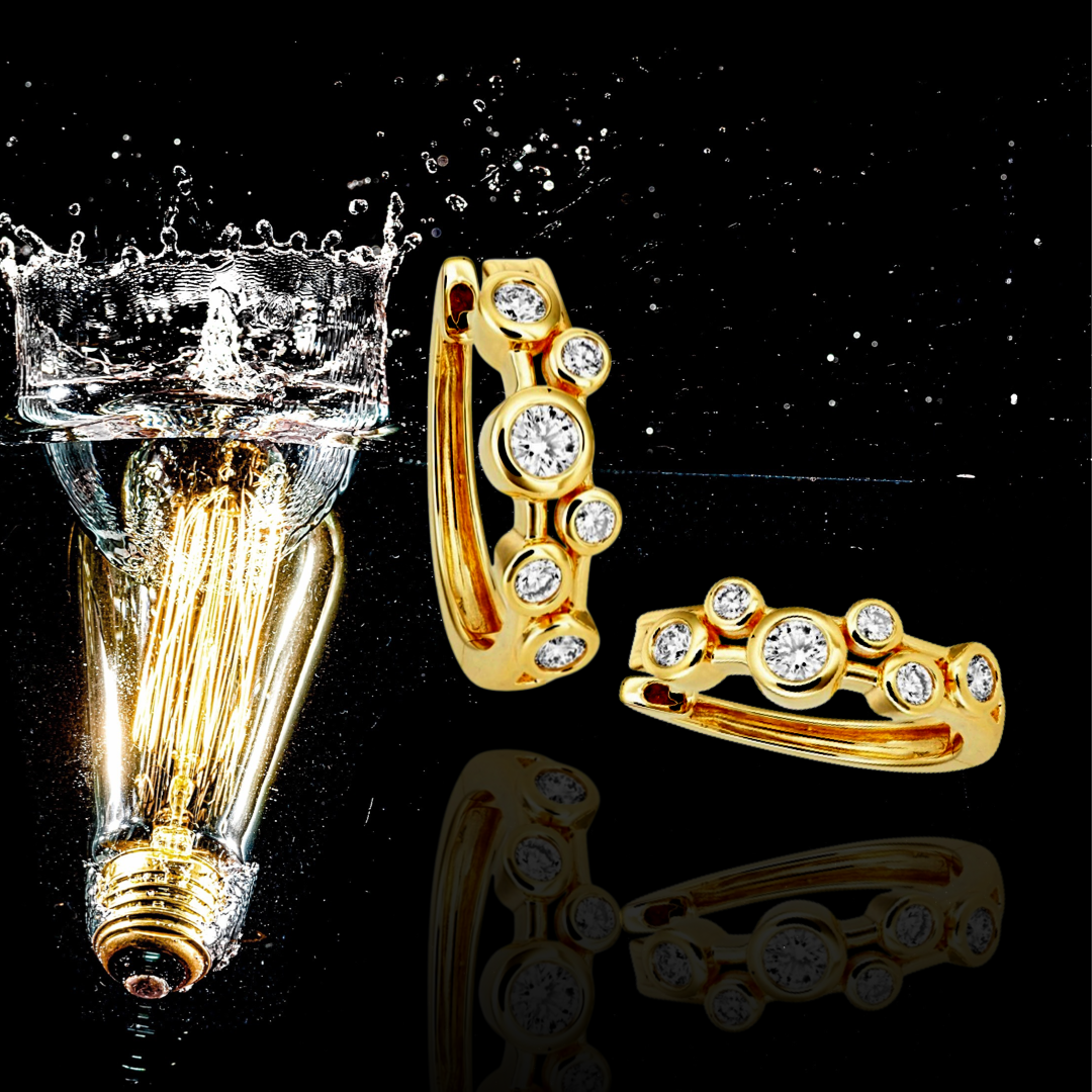 0.50ct Diamond Bubble Hoop Earrings Yellow Gold