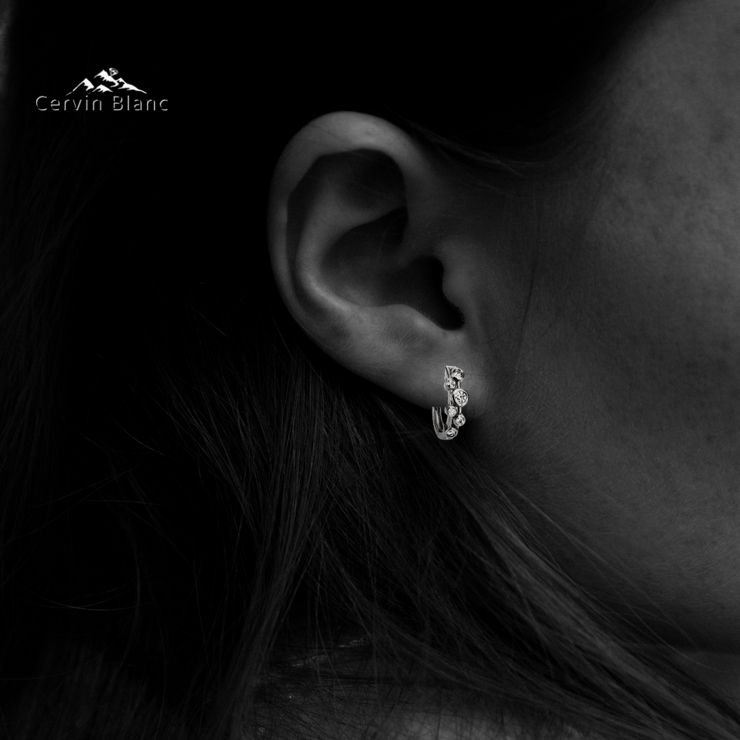 0.50ct Diamond Bubble Hoop Earrings White Gold