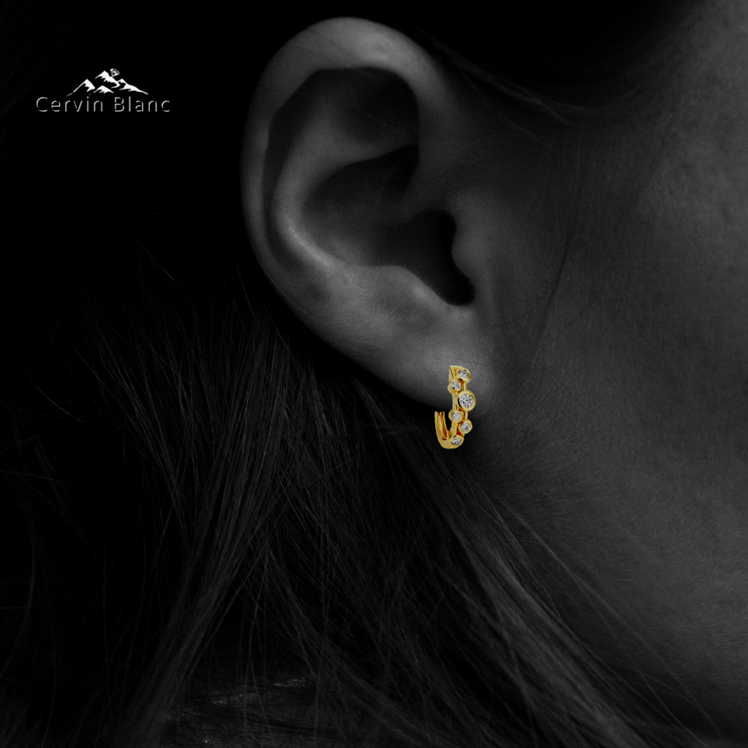 0.50ct Diamond Bubble Hoop Earrings Yellow Gold