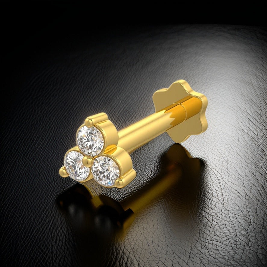 Trilogy Diamant-Nasenstecker aus 18-karätigem Gelbgold