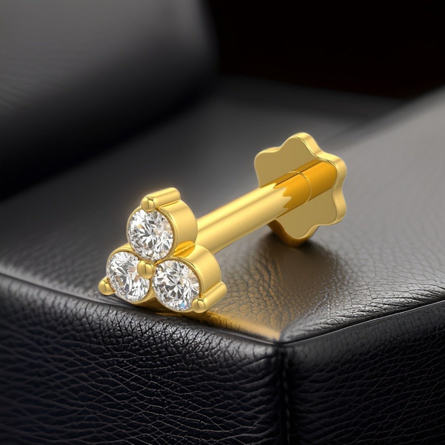 Trilogy Diamant-Nasenstecker aus 18-karätigem Gelbgold