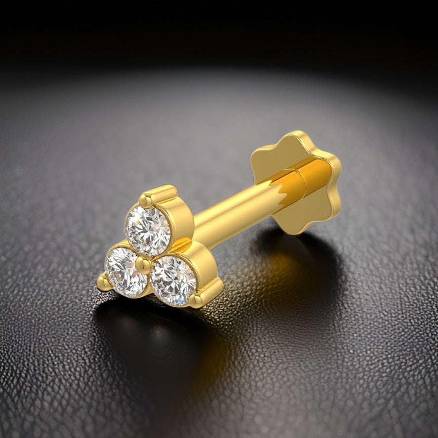 Trilogy Diamant-Nasenstecker aus 18-karätigem Gelbgold