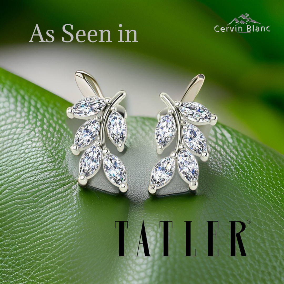 Stunning marquise leaf diamond earrings shine