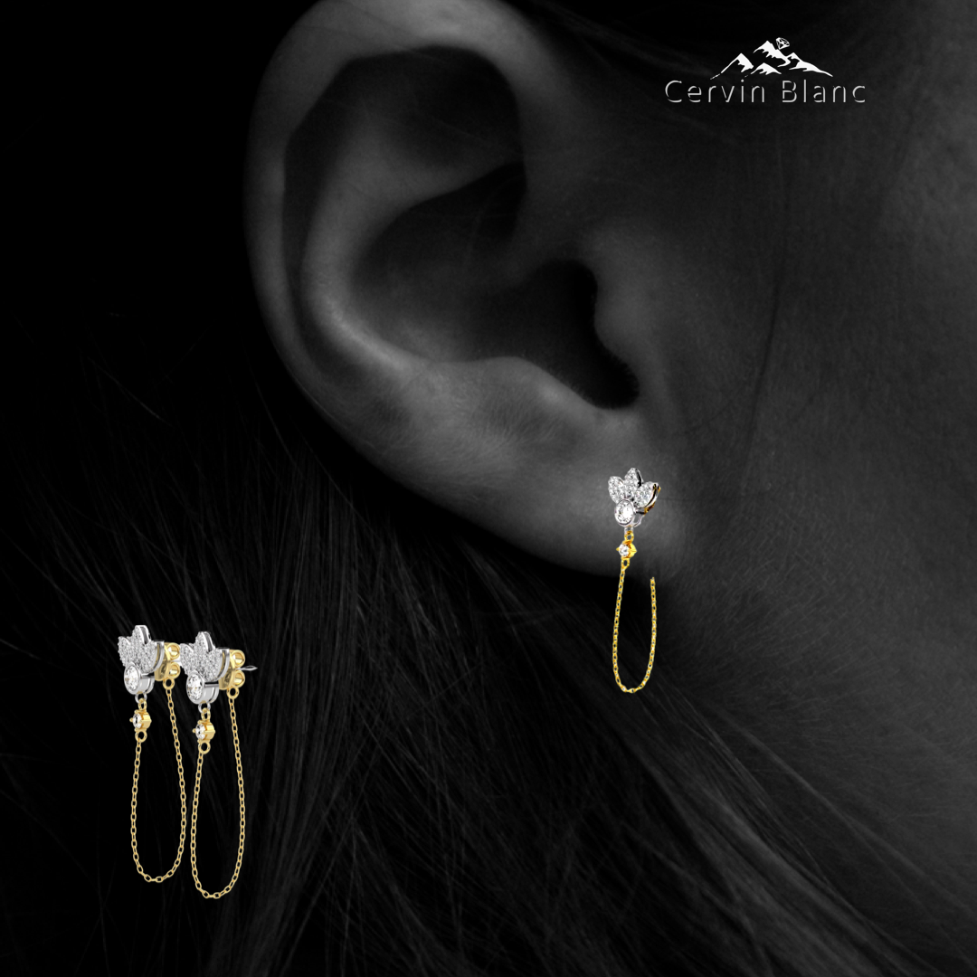 Lotus-Diamant-Ohrringe aus Gelbgold