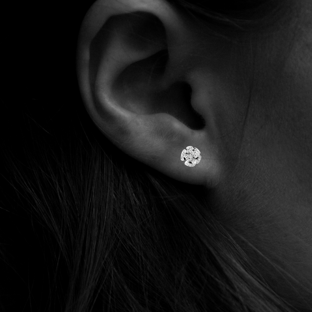 0.38ct Rose Diamond Earrings White Gold