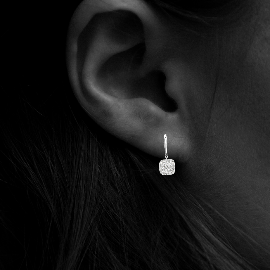 1.10ct Cushion Diamond Drop Earrings White Gold