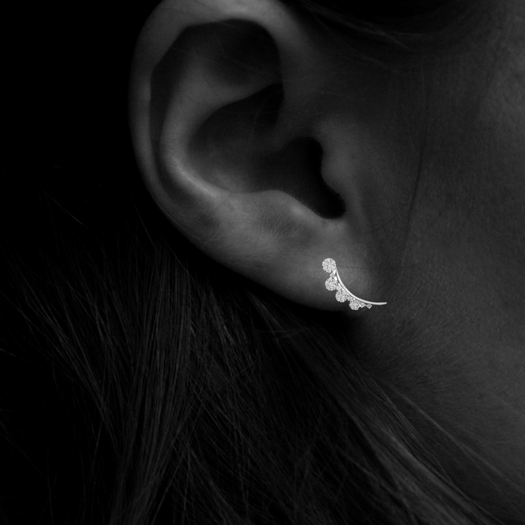 18ct White 1.27ct Diamond Cluster Earrings Climbers