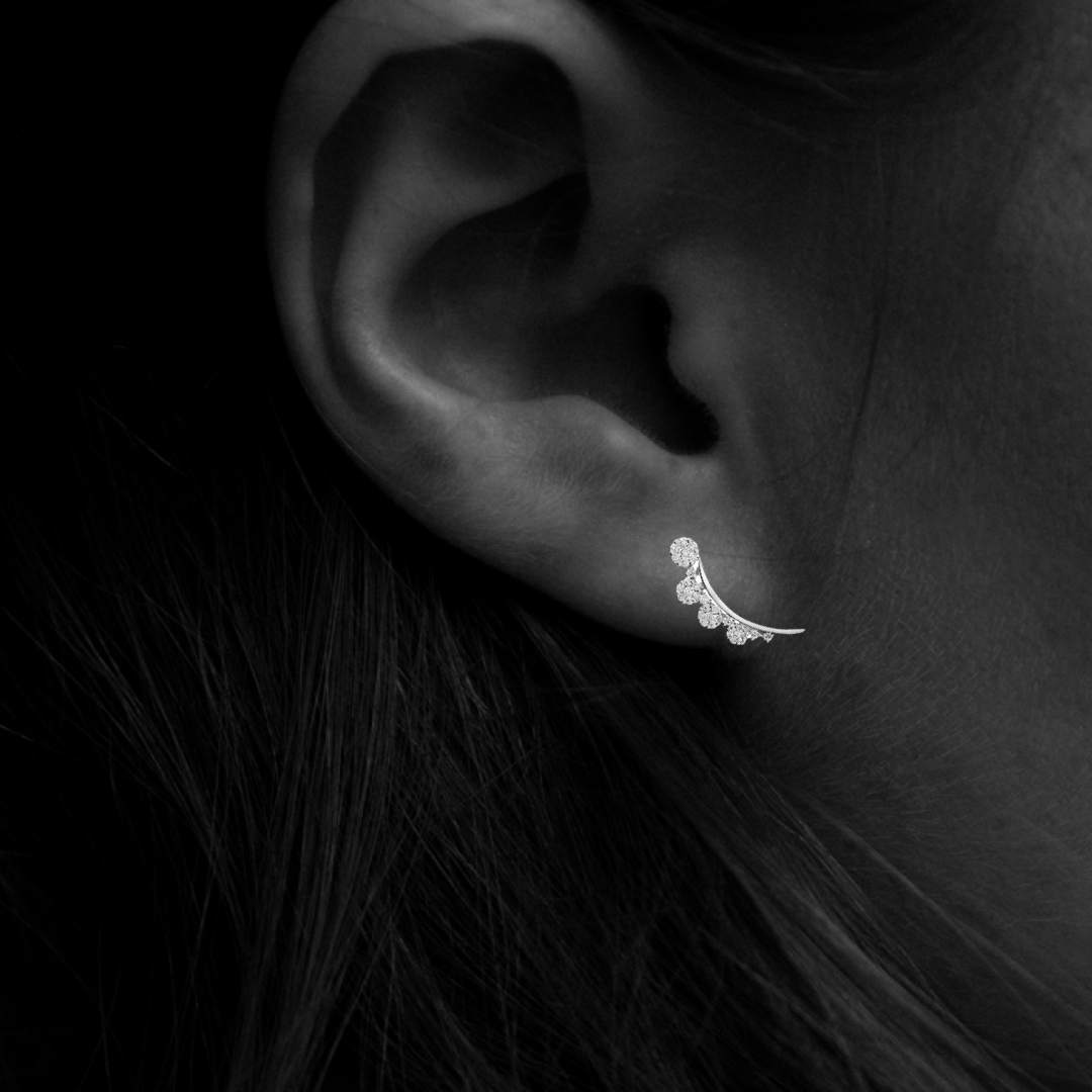 18ct White 1.27ct Diamond Cluster Earrings Climbers
