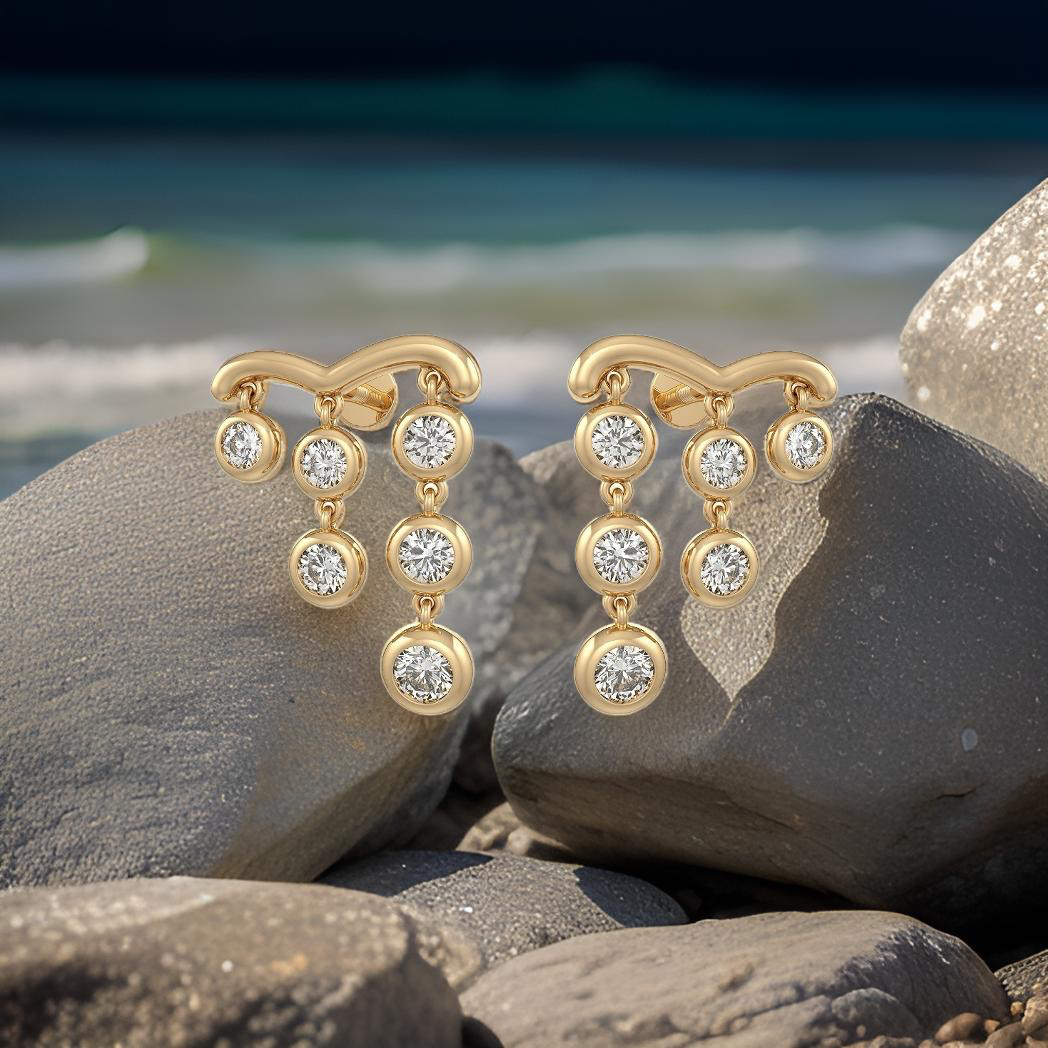 1ct Diamond Earrings in 18ct Yellow Gold Raindrops Drop Studs One Carat