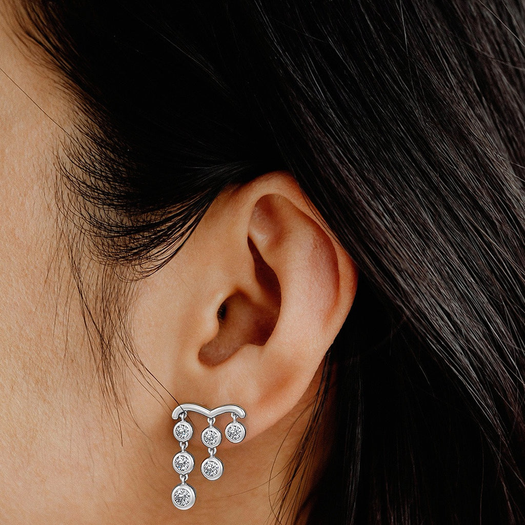 1ct Diamond Earrings in 18ct White Gold Raindrops Studs One Carat Drops