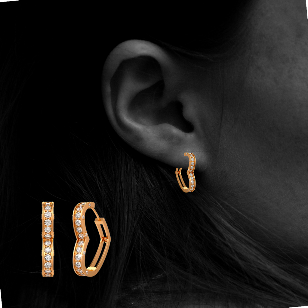 1ct Diamond Heart Earrings Rose Gold