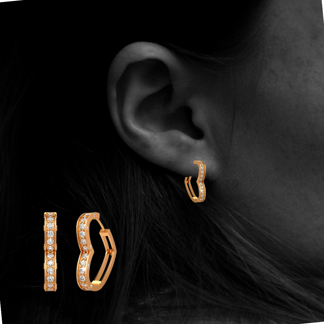 1ct Diamond Heart Earrings Rose Gold
