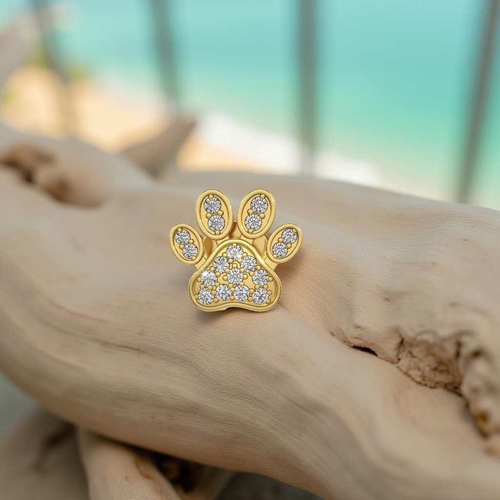 18ct Yellow Gold Diamond Stud Paws🐾  Singular Cartilage Piercing Paw Earrings