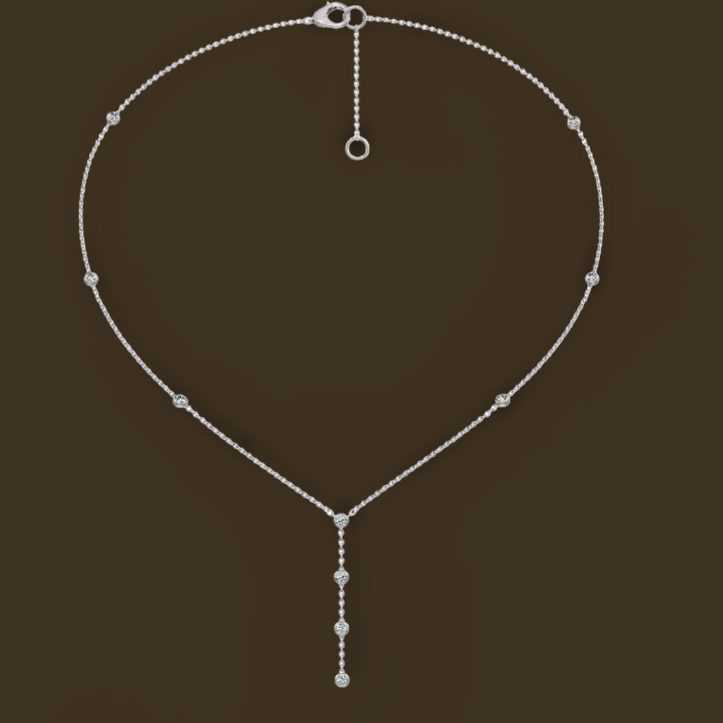18ct white gold luxurious diamond lariat necklace