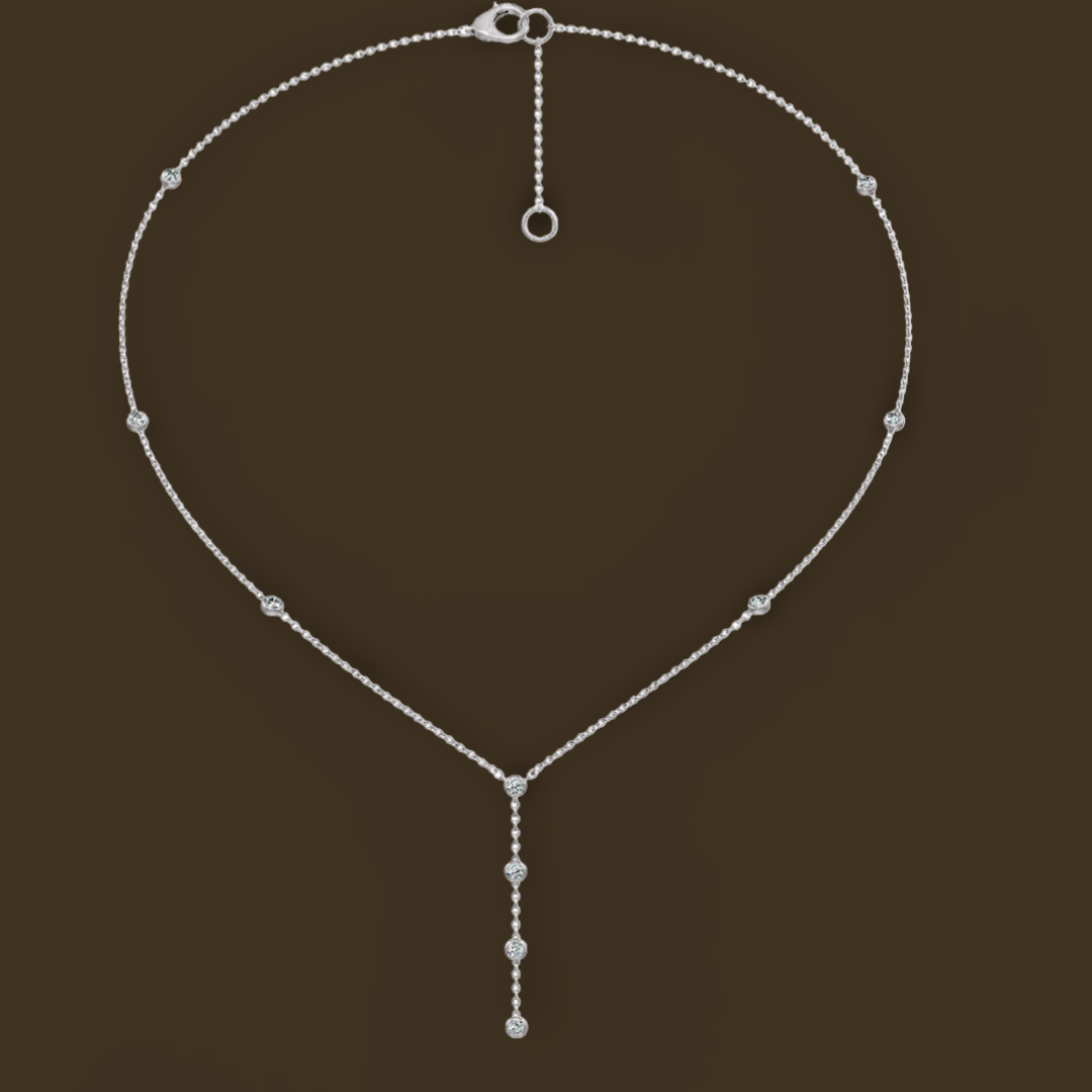 18ct white gold luxurious diamond lariat necklace