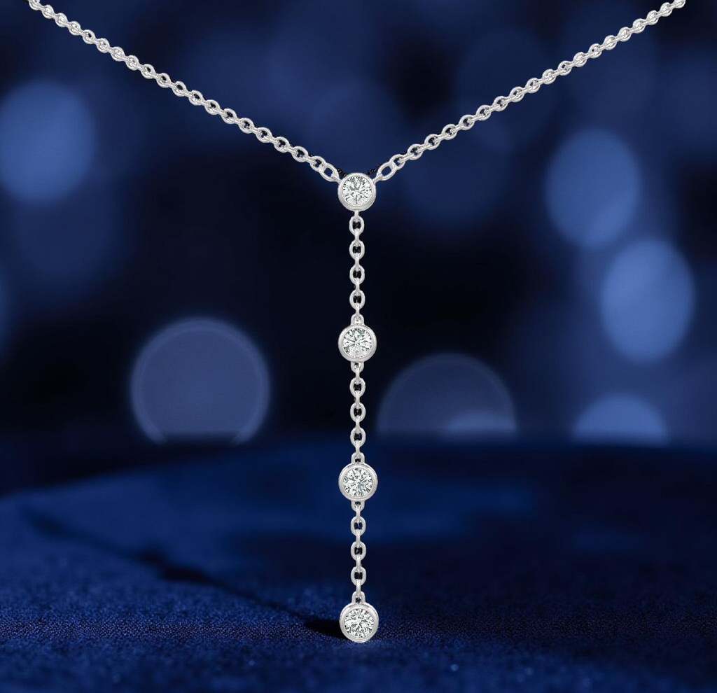 1.10ct Diamond Lariat Necklace by the Yard – 18ct White Gold