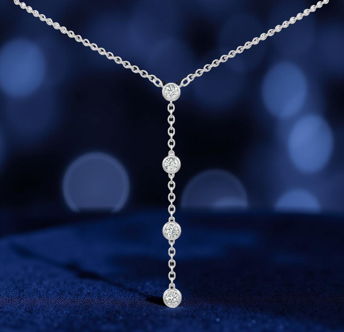 1.10ct Diamond Lariat Necklace by the Yard – 18ct White Gold