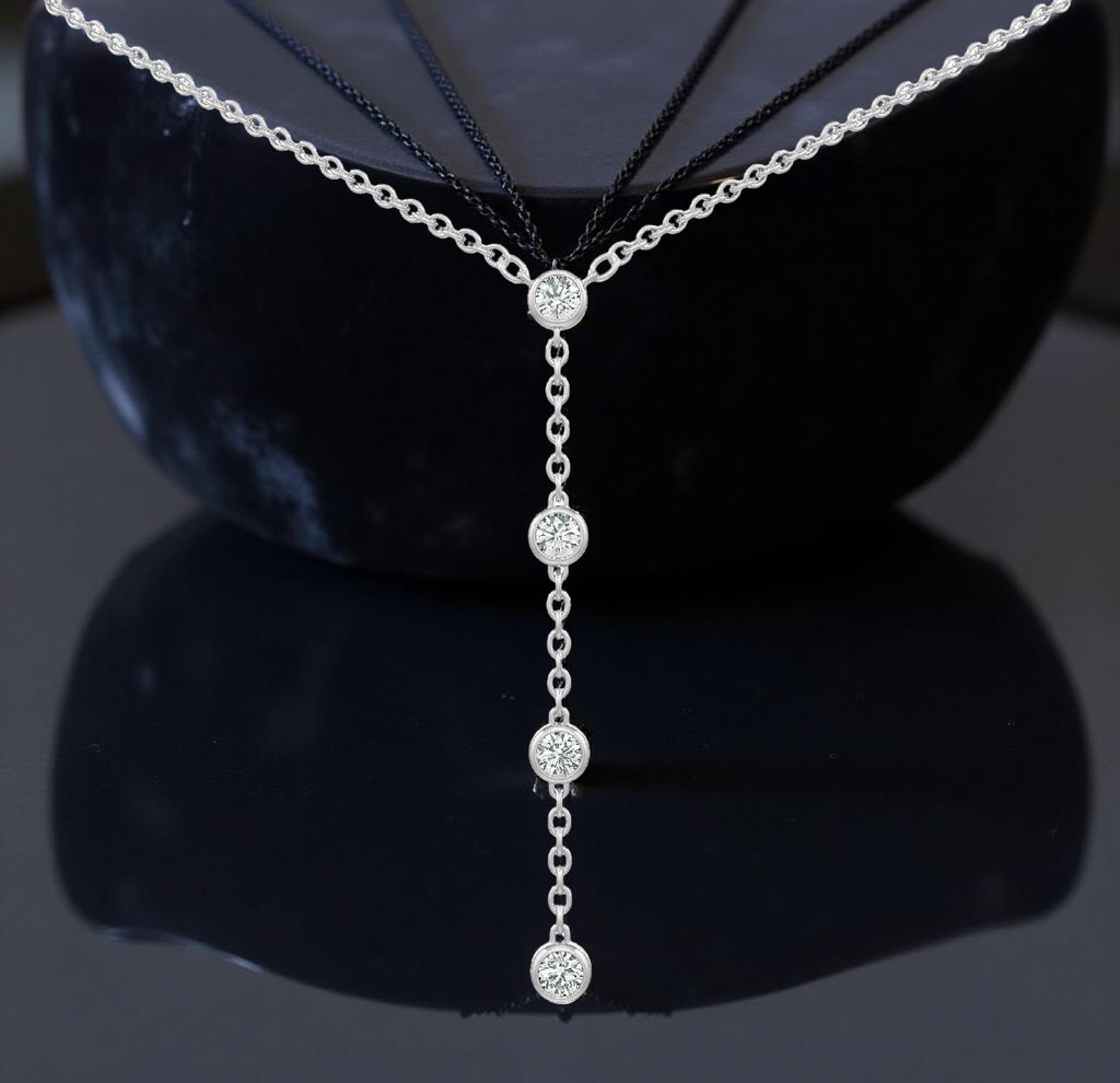 18ct white gold bespoke graceful diamond lariat