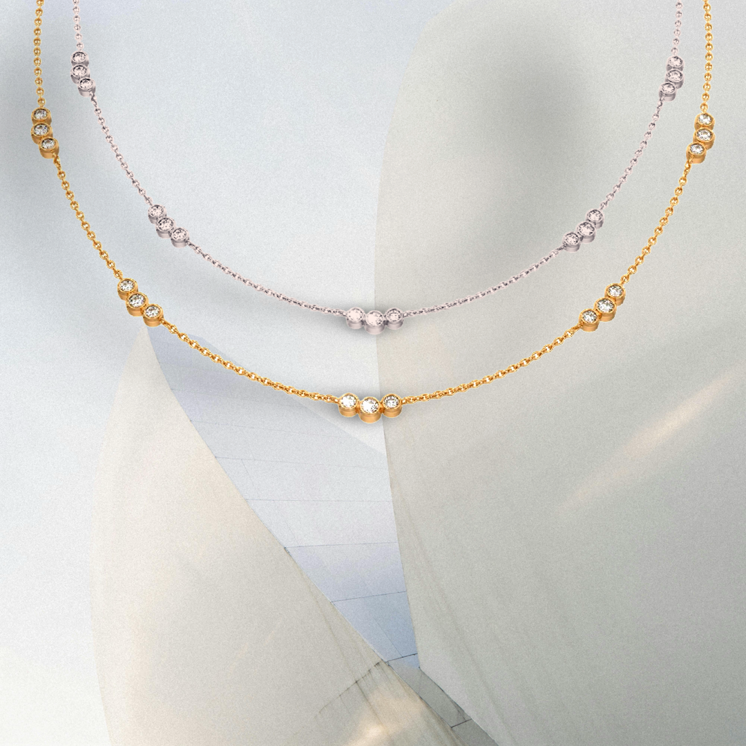 Timeless 18ct white gold diamond necklace trilogy