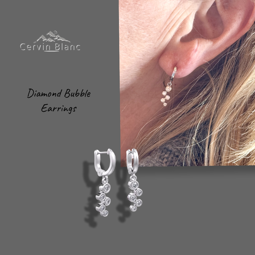 Bubble Diamond Hoop Earrings White Gold
