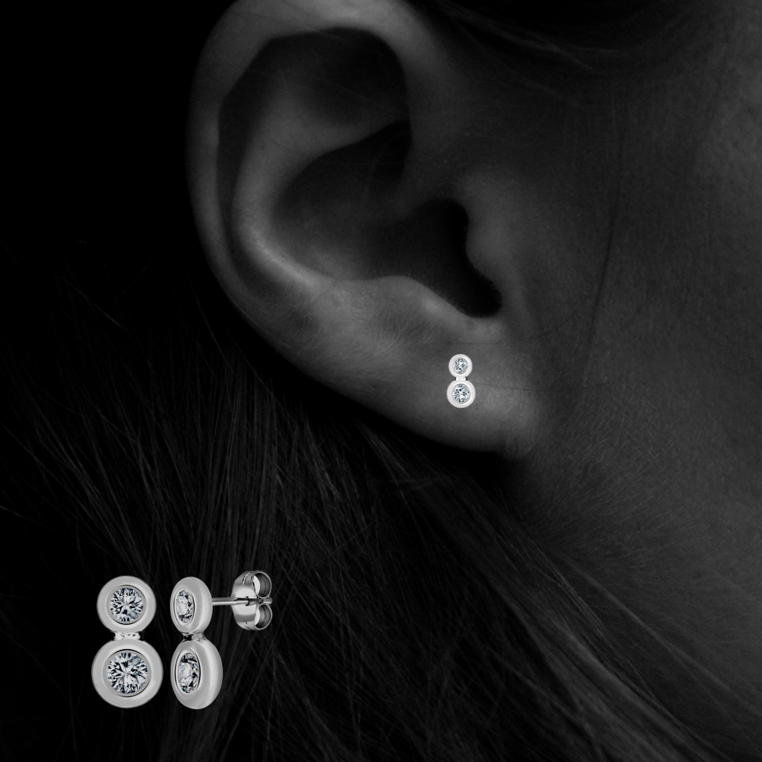 18ct White 0.25ct 2 Diamond Drop Earring Two Diamonds