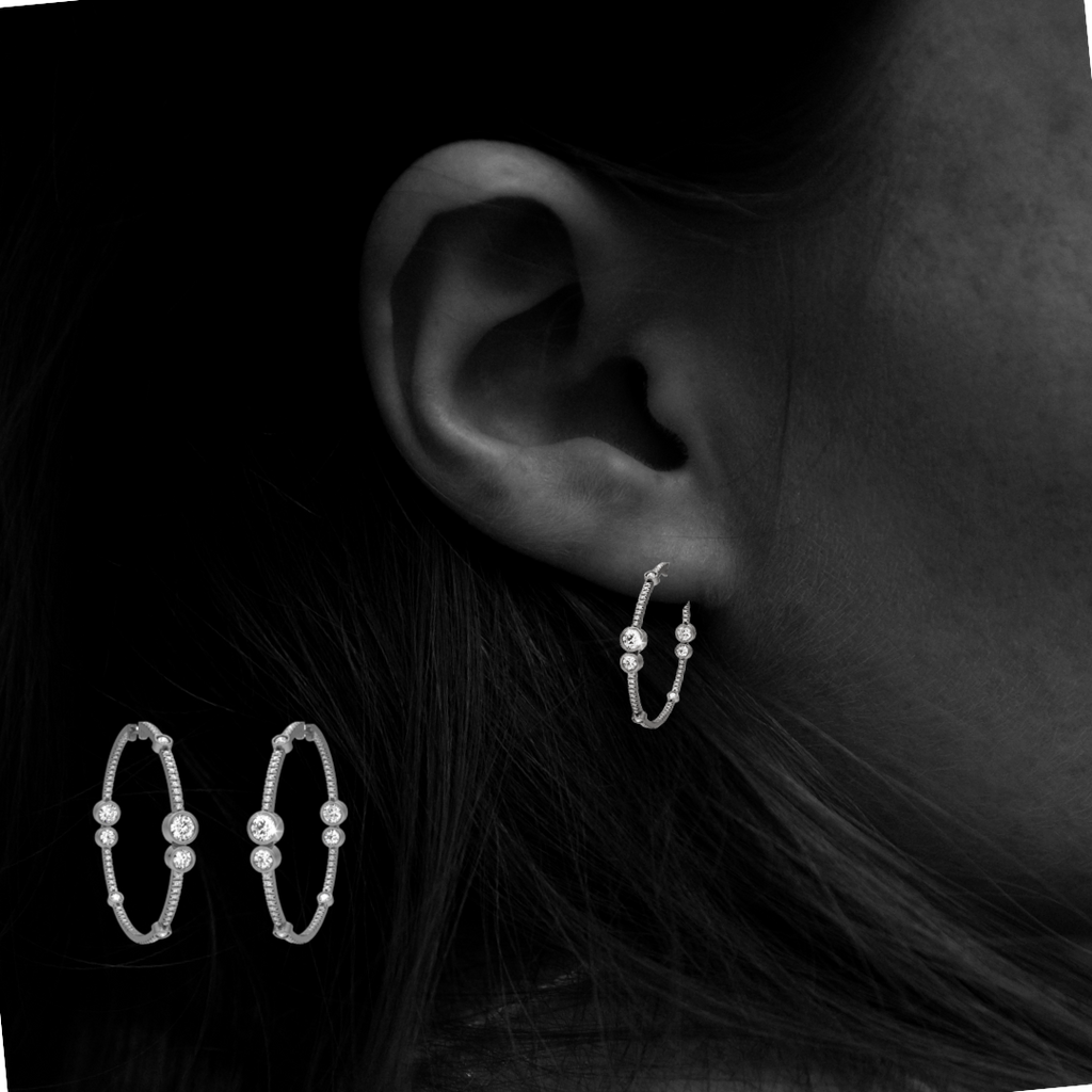 1.30ct Diamond Bubble Hoop Earrings White Gold