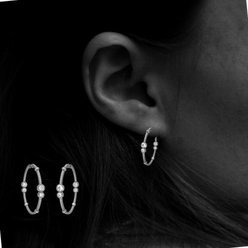1.30ct Diamond Bubble Hoop Earrings White Gold