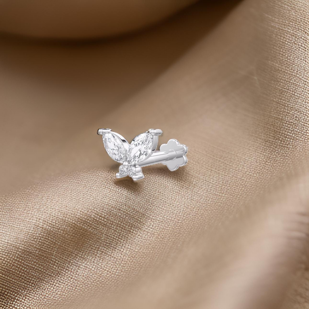 Chic butterfly cartilage stud with diamonds