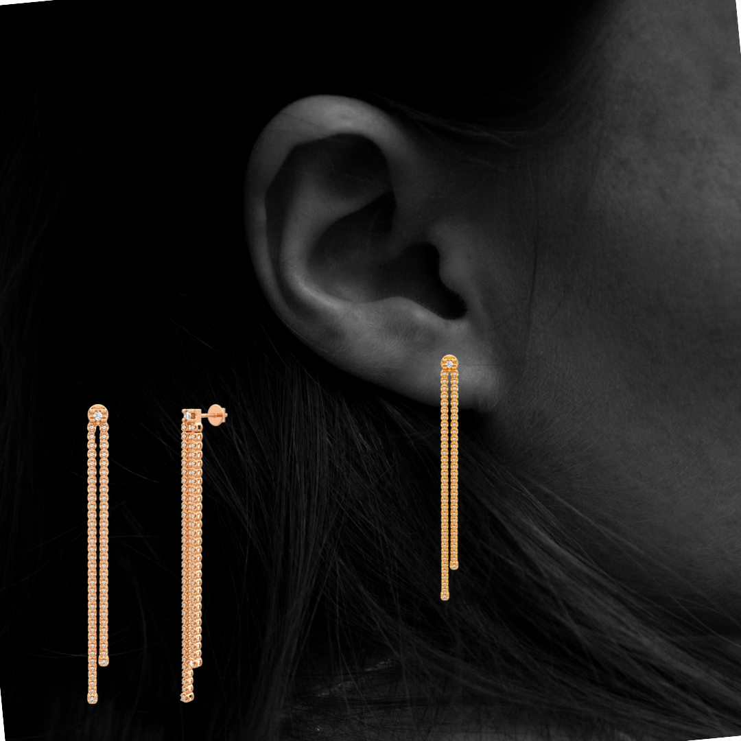 Luxury 18ct rose gold earrings in 0.90ct