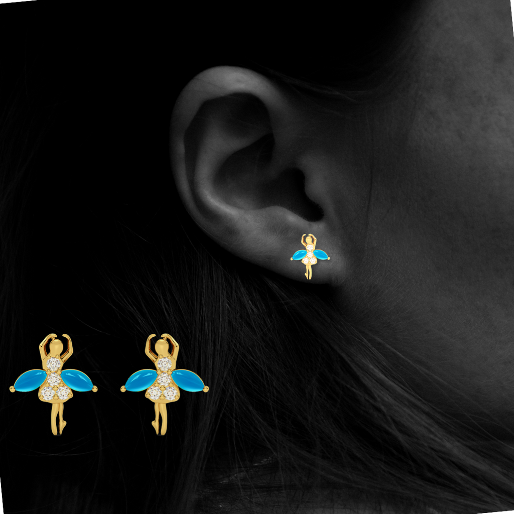Diamond Aquamarine Earrings Yellow Gold