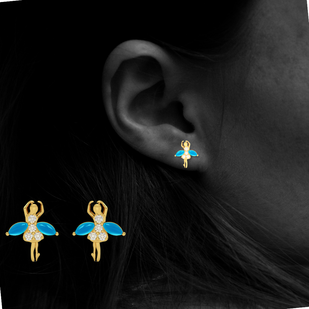 Diamond Aquamarine Earrings Yellow Gold