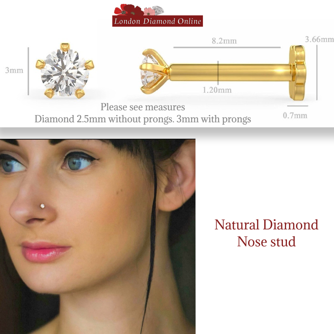 Screwback yellow gold diamond nose stud