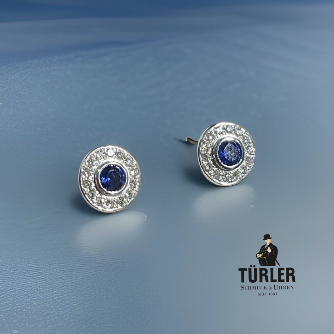 Saphir-Diamant-Ohrringe aus 18 Karat Weißgold von Türler Schmuck und Uhren