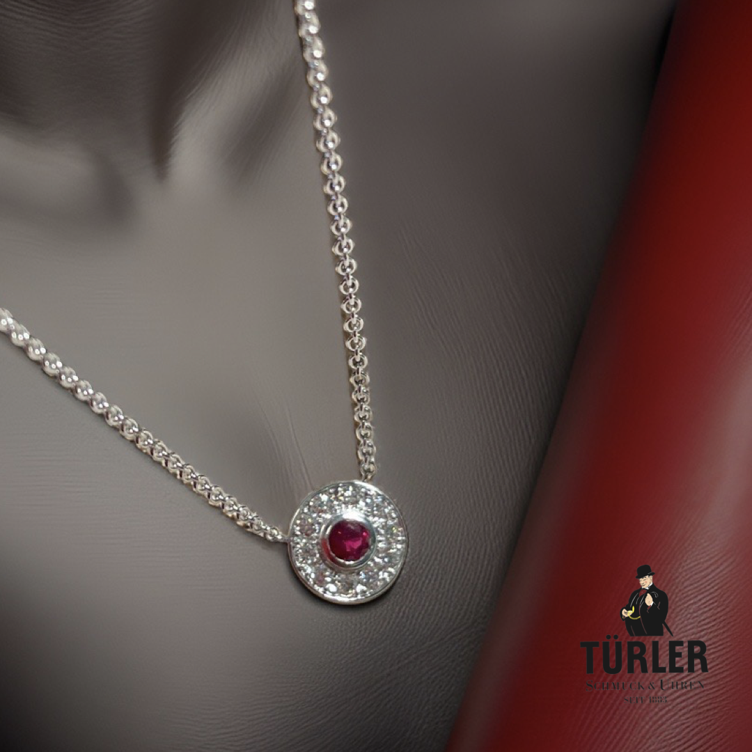 Collier cercle rubis et diamants en or blanc 18 carats par Türler Schmuck und Uhren