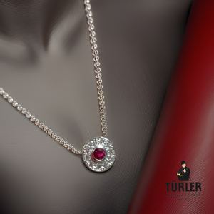 Ruby Diamond Circle Necklace in 18ct White Gold by Türler Schmuck und Uhren