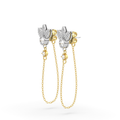 Orecchini a catena con diamanti Lotus in oro giallo