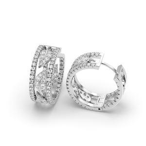 Diamond Hoop Earrings Snow Dust Leaf in 18ct White Gold 🍂