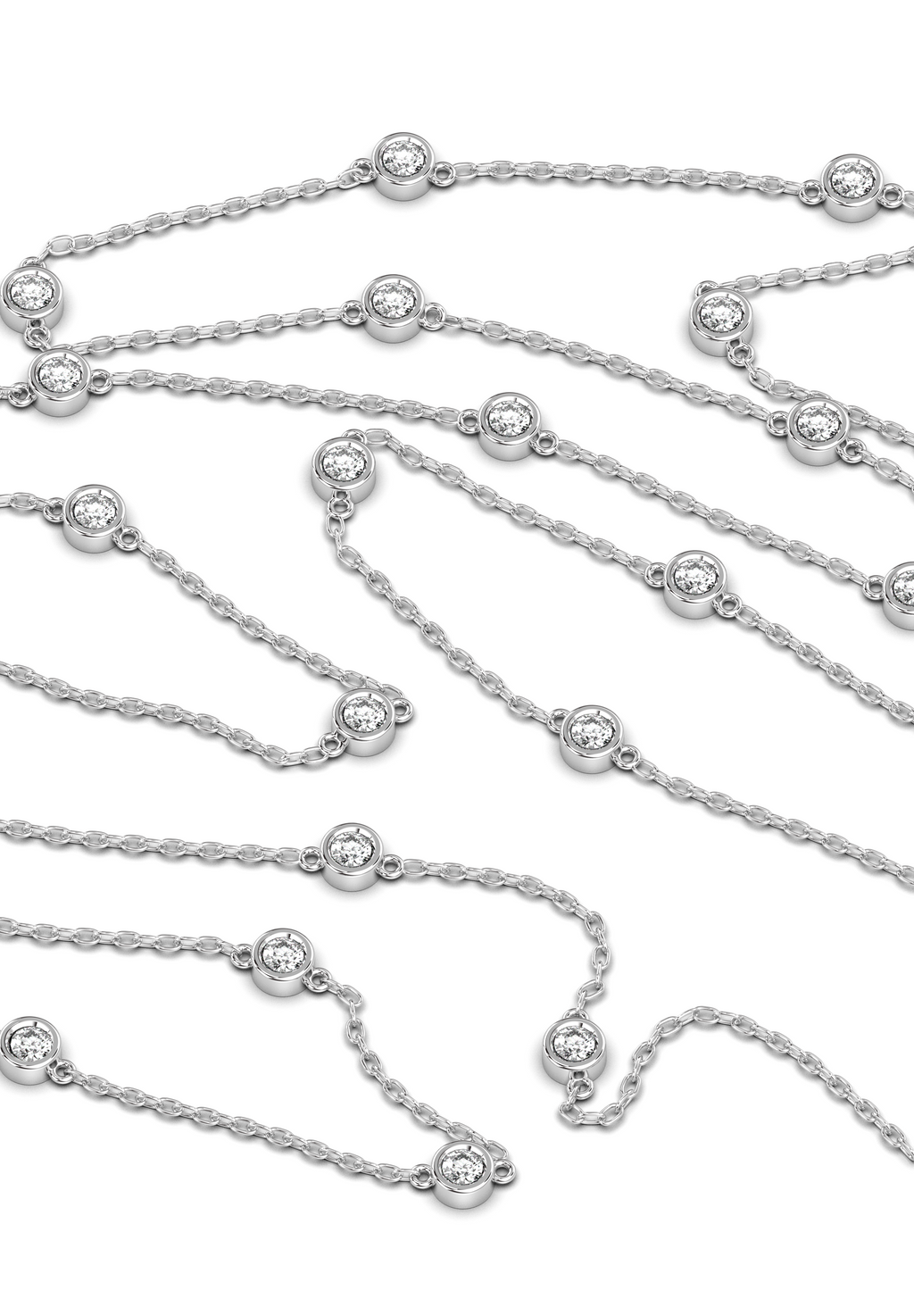 24 inch 18ct white gold diamond by the yard chain 1ct